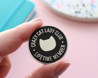 Cat enamel pin badge, Cat lover gift, Cat gifts for women, Crazy cat lady club pin