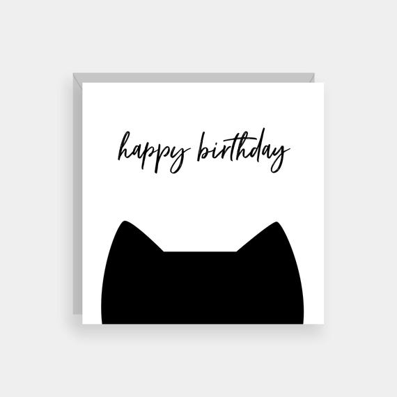 Tarjeta De Cumpleaños Gótica Para Gato, Color Morado, Negro, 145 X 145 Mm