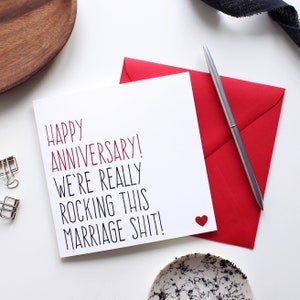 Wedding anniversary card for husband or wife, Funny anniversary cards, Happy anniversary we're really rocking marriage card image 3