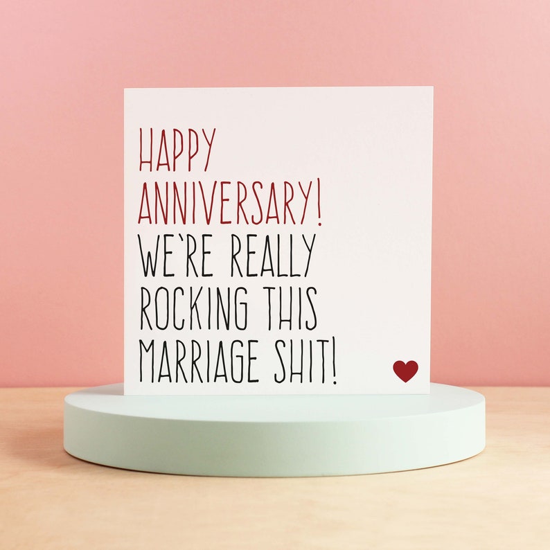 Wedding anniversary card for husband or wife, Funny anniversary cards, Happy anniversary we're really rocking marriage card image 1