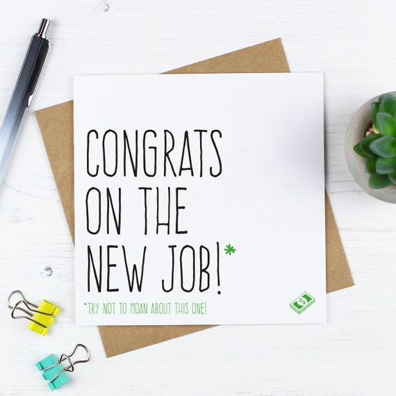 Funny new job card for colleague Congratulations cards | Etsy