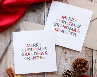 Grandma and grandad Christmas card, Grandparents Christmas cards