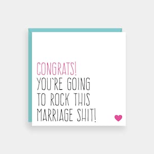Carte de mariage amusante pour les jeunes mariés ou carte de fiançailles pour le meilleur ami, Rock this wedding shit
