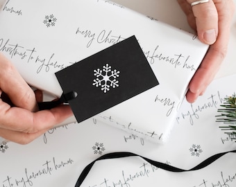 Favourite human Christmas wrapping paper sheet and gift tag