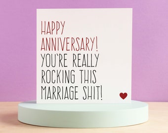 Anniversary card for couple, Funny wedding anniversary card, Card for mum and dad