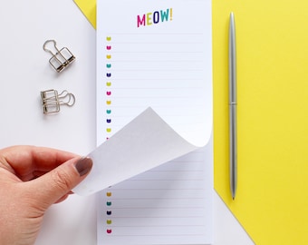 Cat to do list notepad, DL deskpad, 75 tear off pages