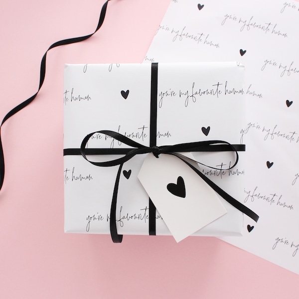 You're my favourite human wrapping paper and gift tag, Valentine's gift wrap for boyfriend, Anniversary gift wrapping paper