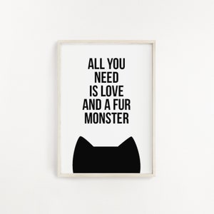 Love and a fur monster cat print