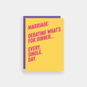 Débattre de ce qu'il y a pour le dîner carte de mariage, carte d'anniversaire drôle