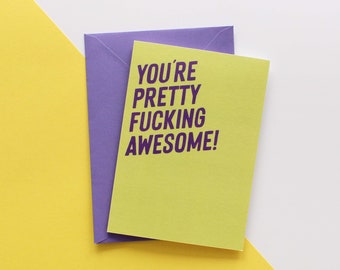 You're pretty awesome thank you card, Well done cards