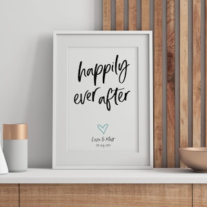 Personalised happily ever after print, Wedding gift for couple