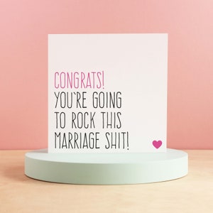 Funny wedding card for newlyweds or engagement card for best friend, Rock this marriage shit imagem 1