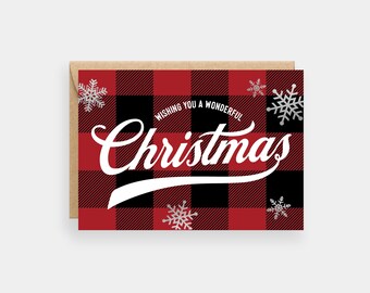 Wishing you a Wonderful Christmas card, Silver foil finish