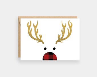Rudolf Christmas card with gold foil finish