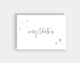Merry Christmas silver foil Christmas card