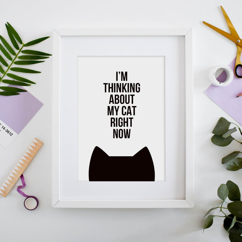 Gifts for Cat Lovers Cat Home Decor Thinking About My Cat Etsy UK