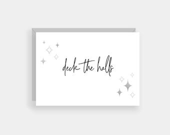 Deck the halls silver foil Christmas card