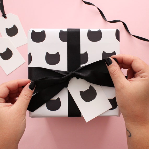 Black cat wrapping paper sheet