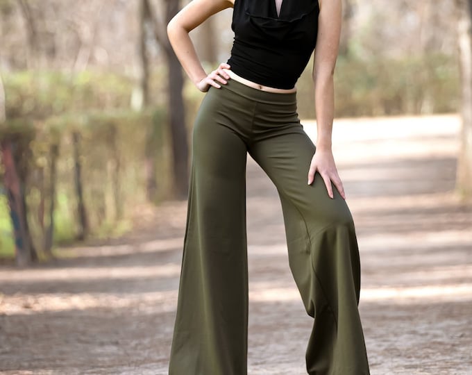 Wide Leg Palazzo Pants – Flare Festival Pants, Boho Pixie Clothing, Yoga Pants, Flowy Palazzo Trousers
