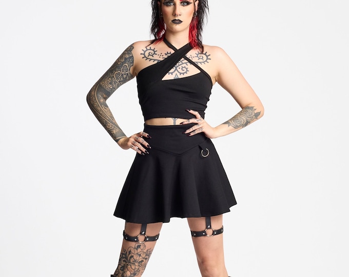 Mini skater skirt. Rave clothing. Rave outfit. Halloween costume. Gothic skirt. Gothic punk clothes. Fairy skirt. Festival Skirt. Futuristic