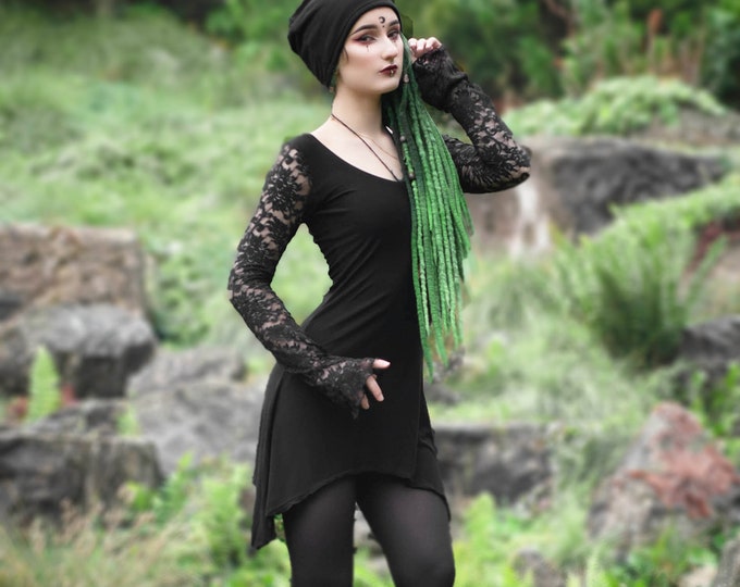 Gothic lace dress. Witchy  dress. Goth dress. Gothic clothing. Pixie dress, Steampunk dress. Medieval dress, goth clothes, faery dress