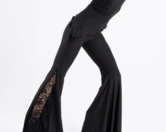 Pantalon évasé à godets en dentelle – Ambiance bohème gothique festival