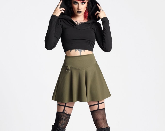 Army green Mini Skirt, Gothic skater Skirt, Fairy Skirt, Festival Skirt, Rave Clothing, Festival Clothing, Grunge green Skirt, Pixie clothes