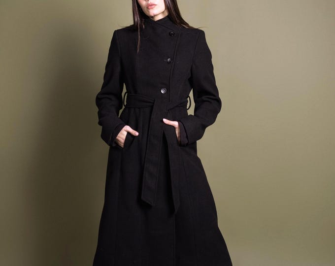 PREORDER - Tailored Cross Front Long Coat – Classic Fitted Winter Coat, Elegant Gothic Outerwear, romantic goth coat. Vegan clothes