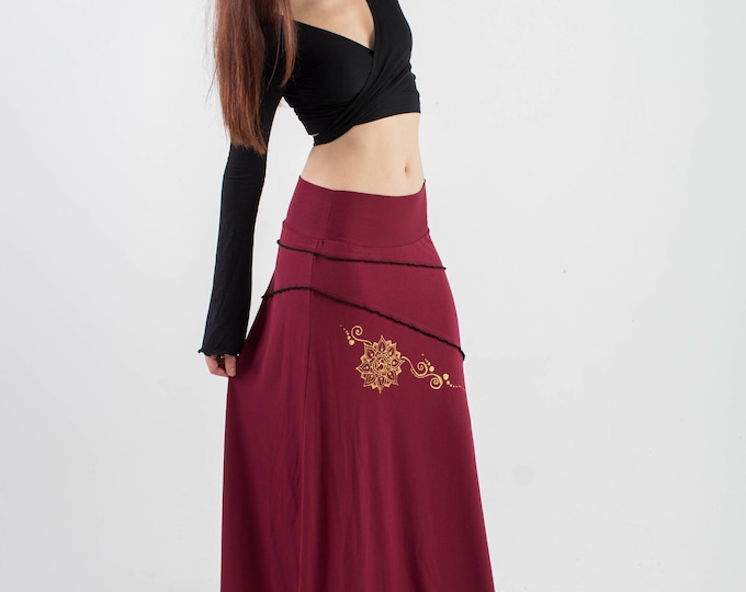 Boho wine long skirt.  Boho clothing. Game of thrones. Gypsy skirt. Fairy skirt. Festival skirt, Pixie skirt, Medieval skirt, Boho.