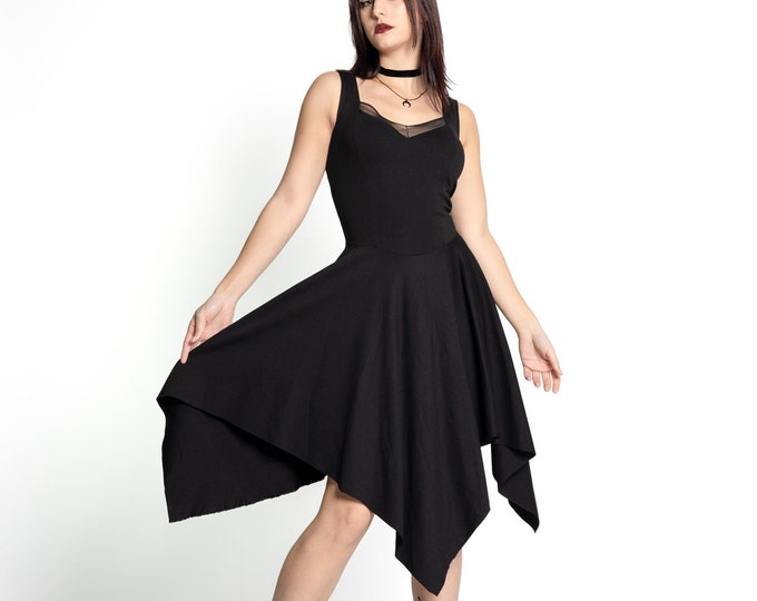 Fae goth coset maxi asymmetrical dress. Black Pixie dress. Pixie clothing. Grunge corset dress. Elven dress. Boho dress. Medieval dress