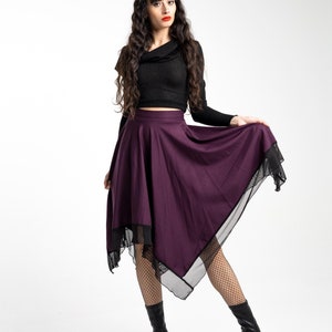 Plum fairy gothic midi skirt. Pixie mesh maxi skirt. festival elven maxi skirt. Fairy clothes. Boho Goth clothes. Dance skirt. Witchy Skirt