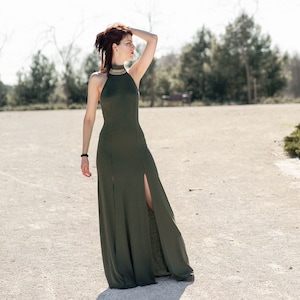 Goddess bohemian green dress. Wedding dress. Tribal festival dress. Boho maxi dress. Bohemian clothes. Hippie dress. Tribal dance costume