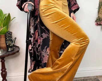 Velvet Bell Bottoms High Waist Flares Festival Clothing Bohemian