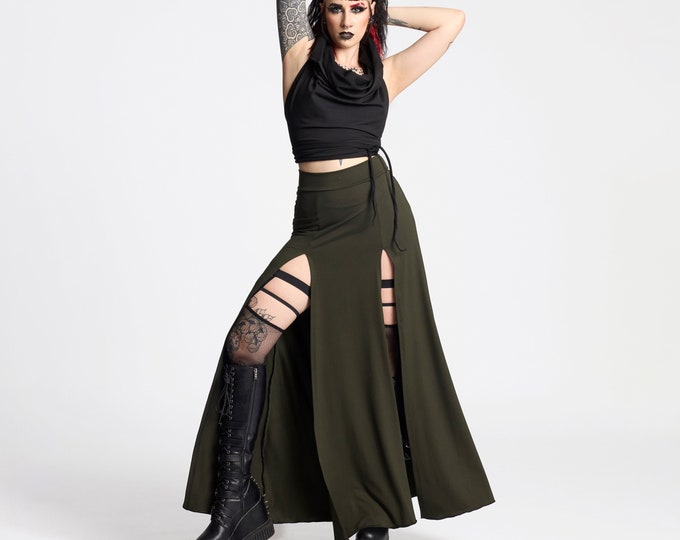 Rave Outfit Woman, Festival Clothing Woman, Rave maxi skirt, Festival Outfit, Goth maxi skirt, Burning Man Clothing, Tribal dance skirt