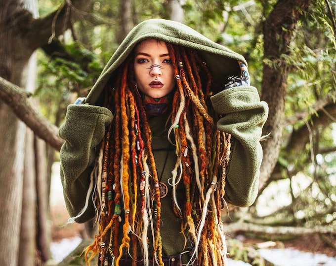 Clearance XS-XXS Only green. Winter hoodie jacket. faery jacket. Polar fleece. fantasy jacket.