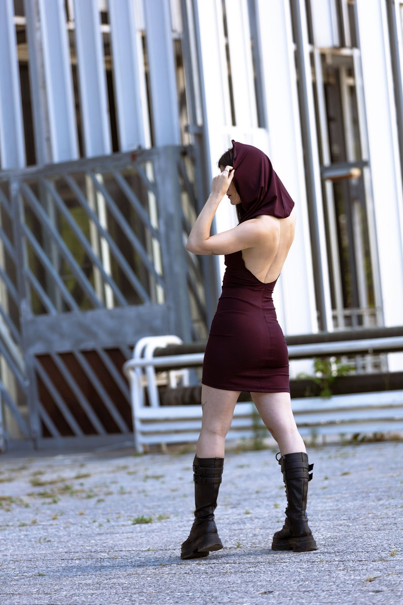 Cowl Neck Backless Dress. Mini Backless Hooded Dress. Festival - Etsy
