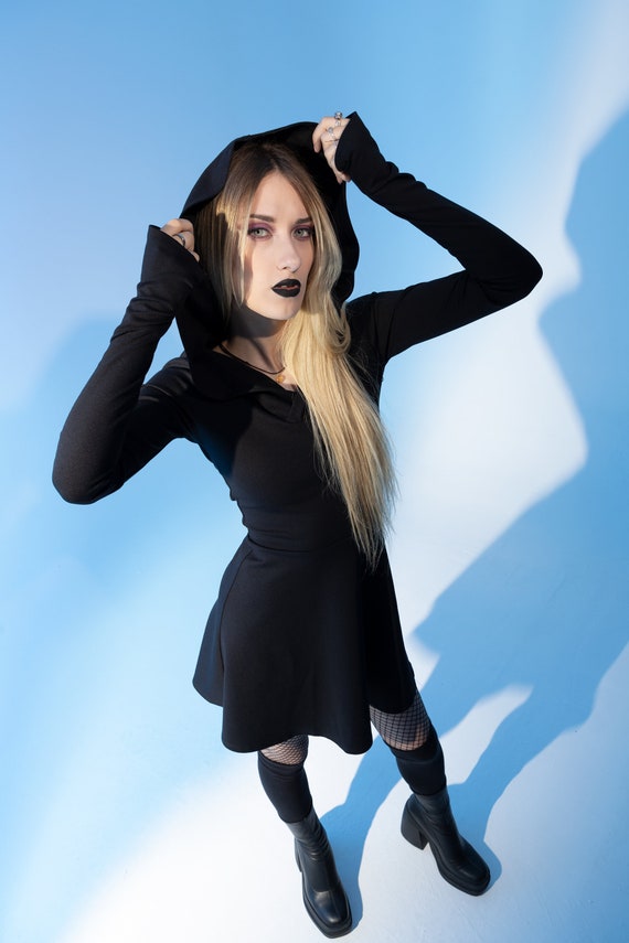 Buy Hooded Long Sleeve Elven Dress. Goth Winter Hoodie Dress. Elven Clothes.  Pixie Hooded Dress. Faery Dress. Renaissance Dress. Medieval Dress Online  in India - Etsy