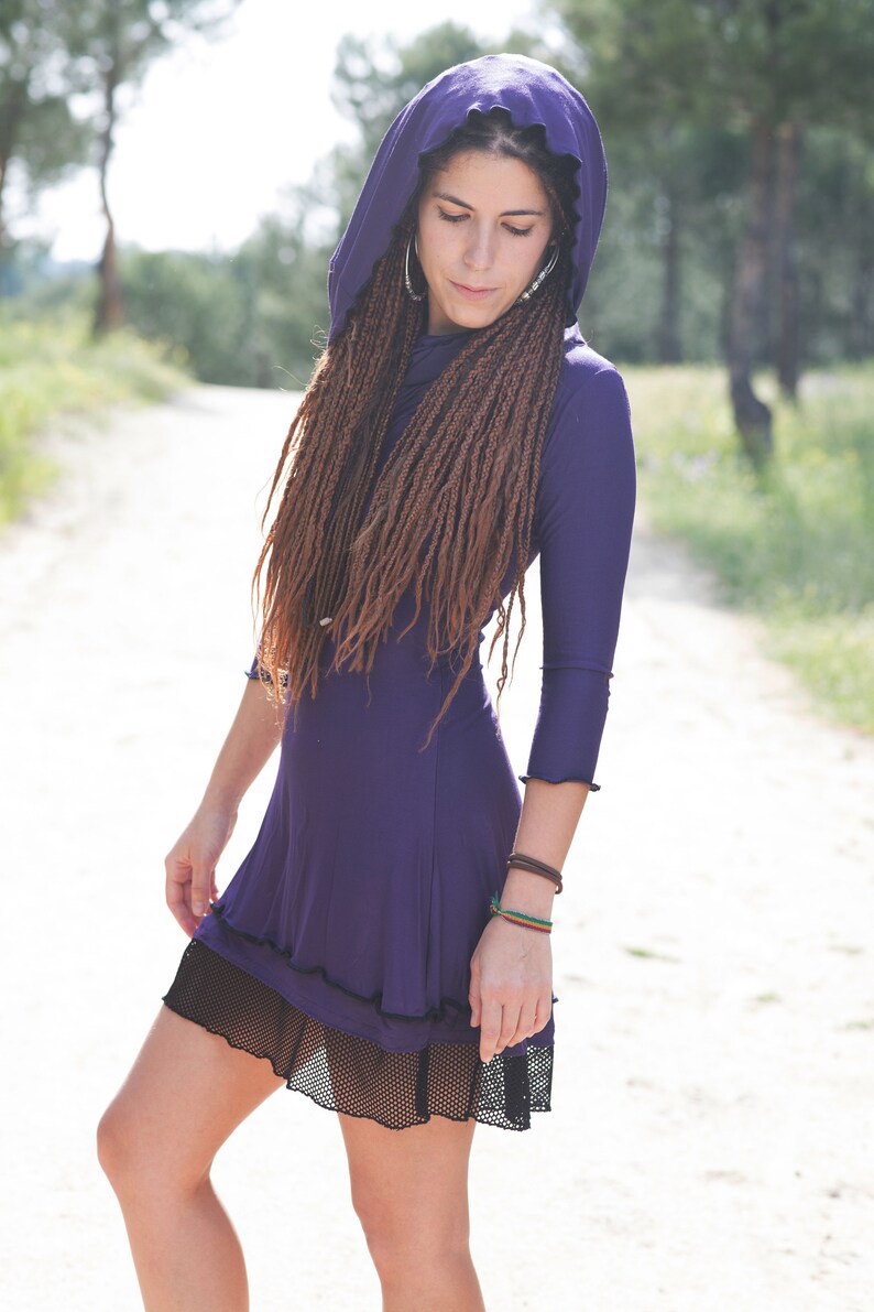 Wine Hooded dress Cowl neck dress Medieval dress Festival clothing Gothic dress winter dress Hippie dress Gypsy Elven dress