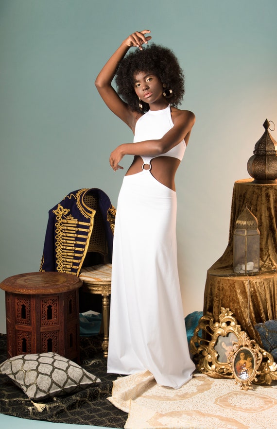 Bohemian Goddess White Maxi Dress. Boho 