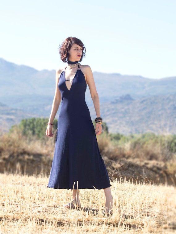 navy blue boho dress