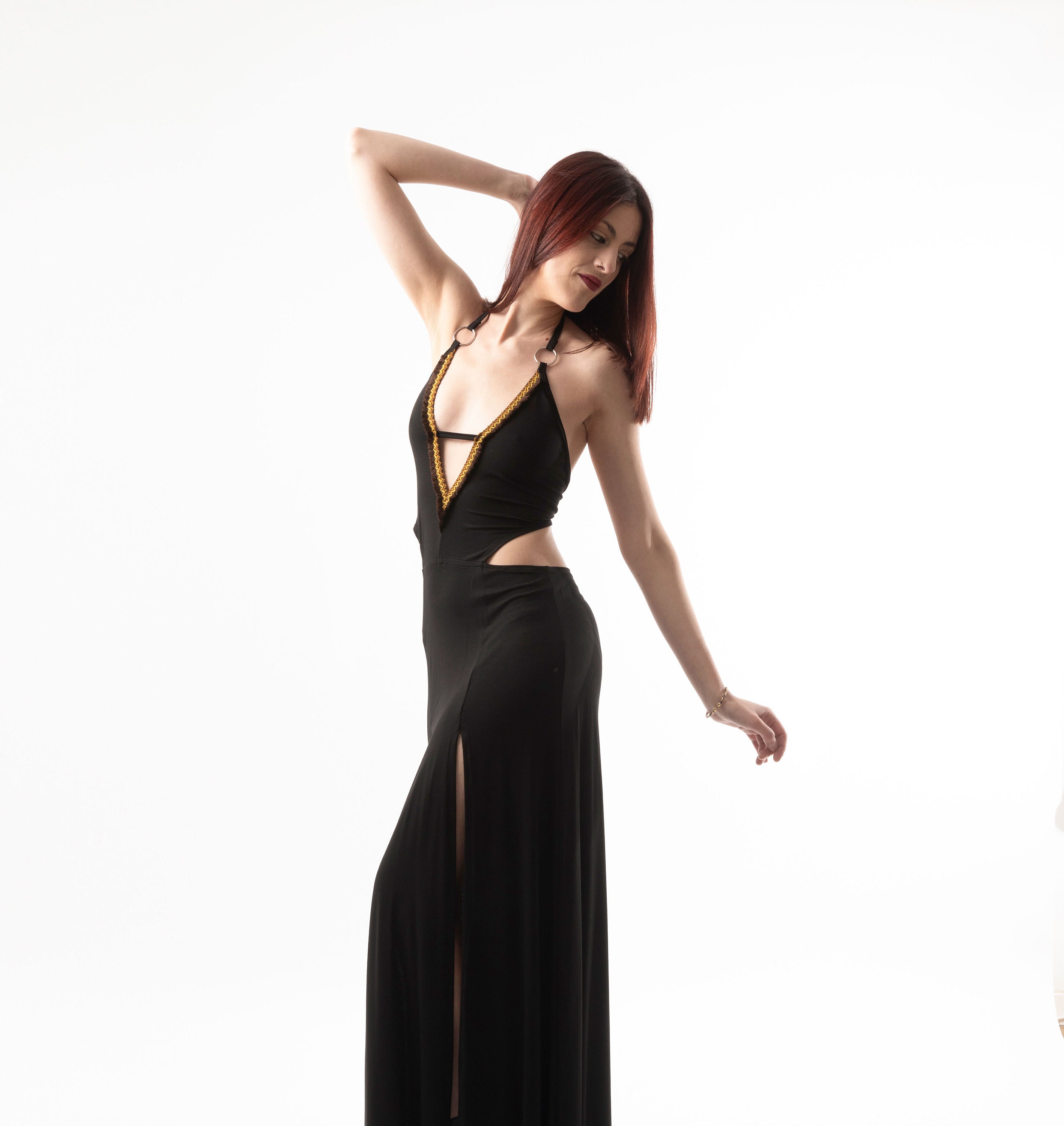 v cut maxi dress