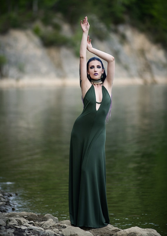 Green Bamboo Wedding Boho Dress. Pixie V Neck Maxi Dress. Bohemian Dress.  Faery Dress. Summer Green Bridesmaids Dress. Organic Maxi Dress - Etsy