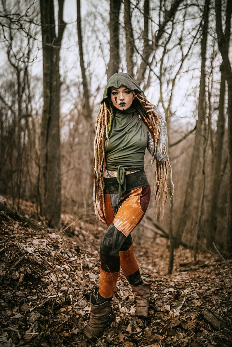 Summer green top Festival top Pixie top Wrap crop top Medieval top Cowl neck top Hooded backless summer top Game of thrones