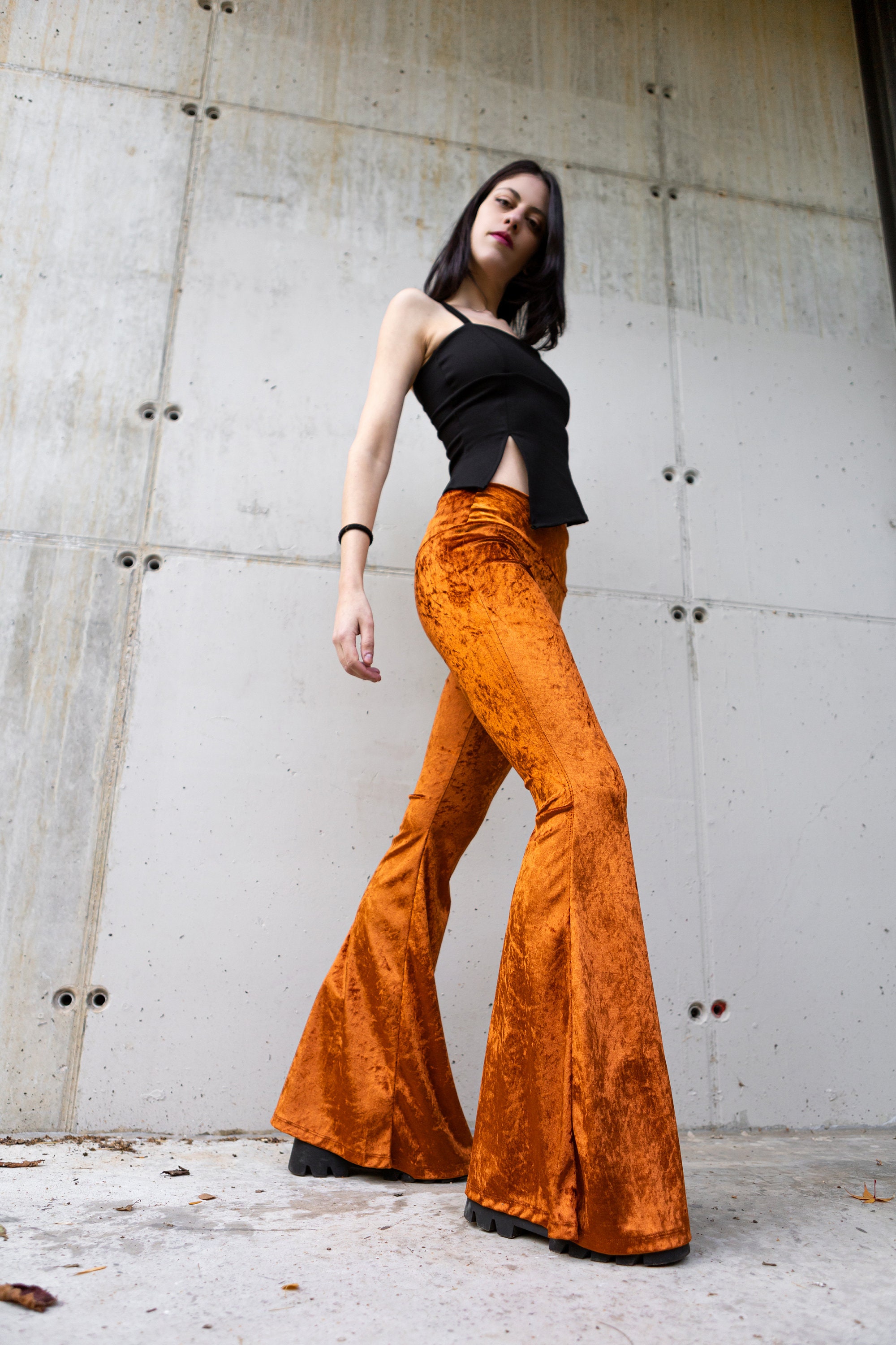 Velvet Bell Bottoms, High Waist Flares, Western Festival Clothing, bohemian  Velvet Stretchy Pants Hippie Boho Festival Wear Tight High Rise