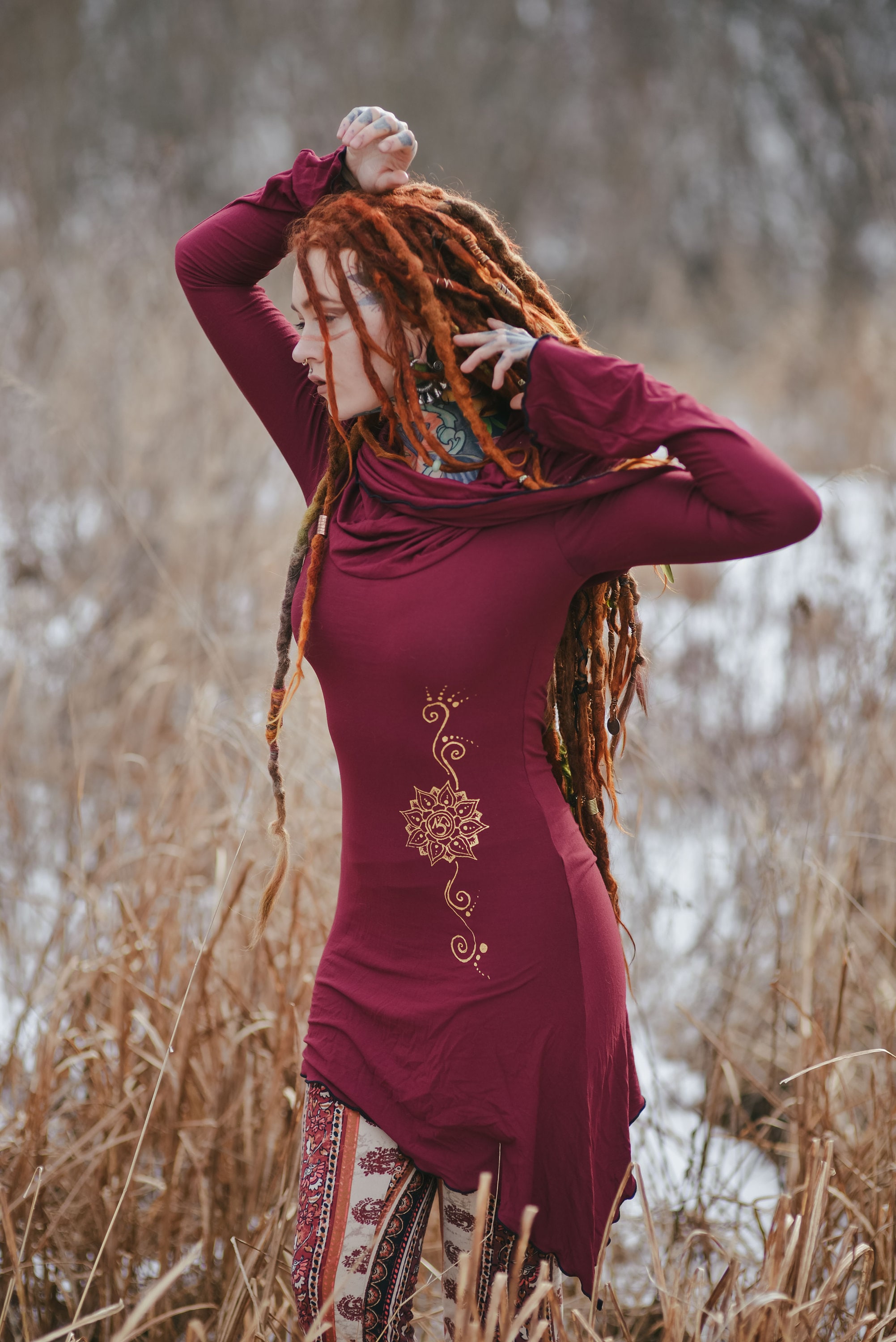 Elven hooded dress. Medieval hooded dress. Elven clothes. Gothic dress