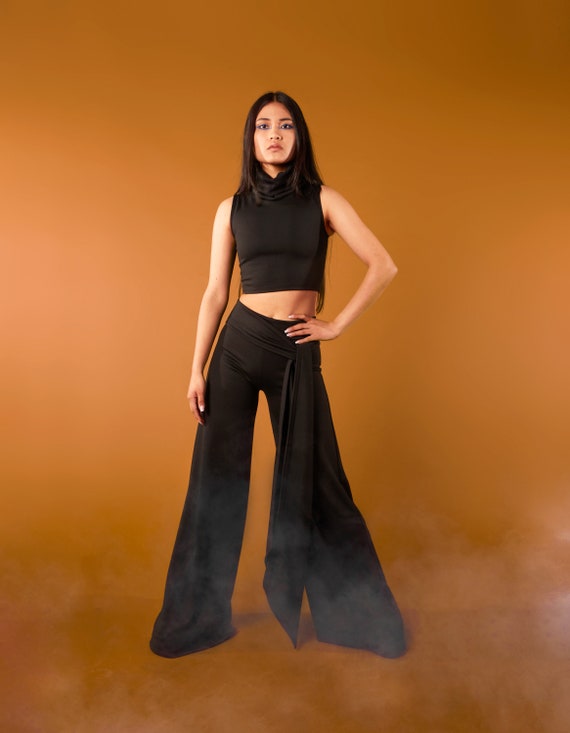 Black Flare Pants. Maxi Wide Leg 