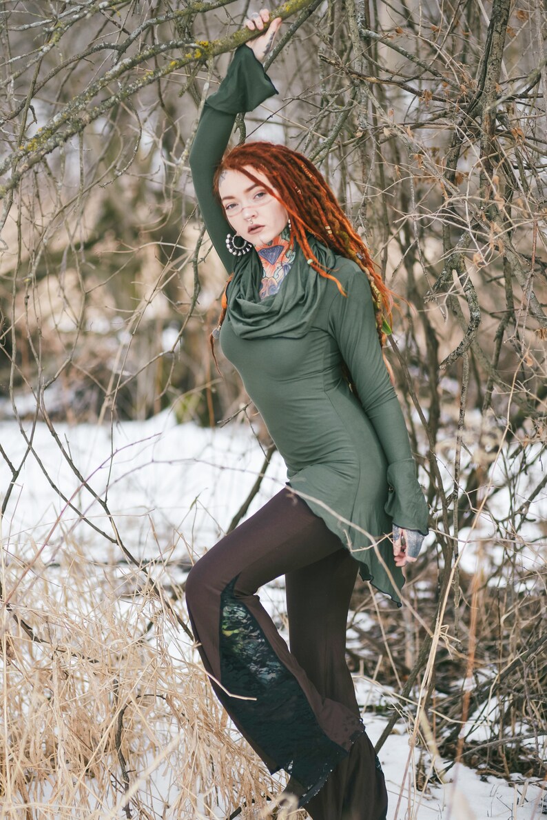 Hikari Cowl Neck Tunic. Pointy Hooded Tunic. Hooded Dress. - Etsy
