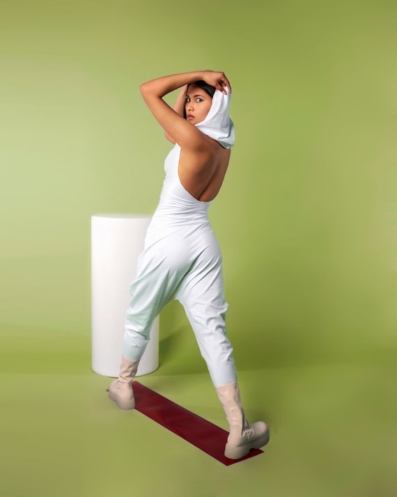 Tuta Harem pagliaccetto yoga body con cappuccio tuta cyber punk