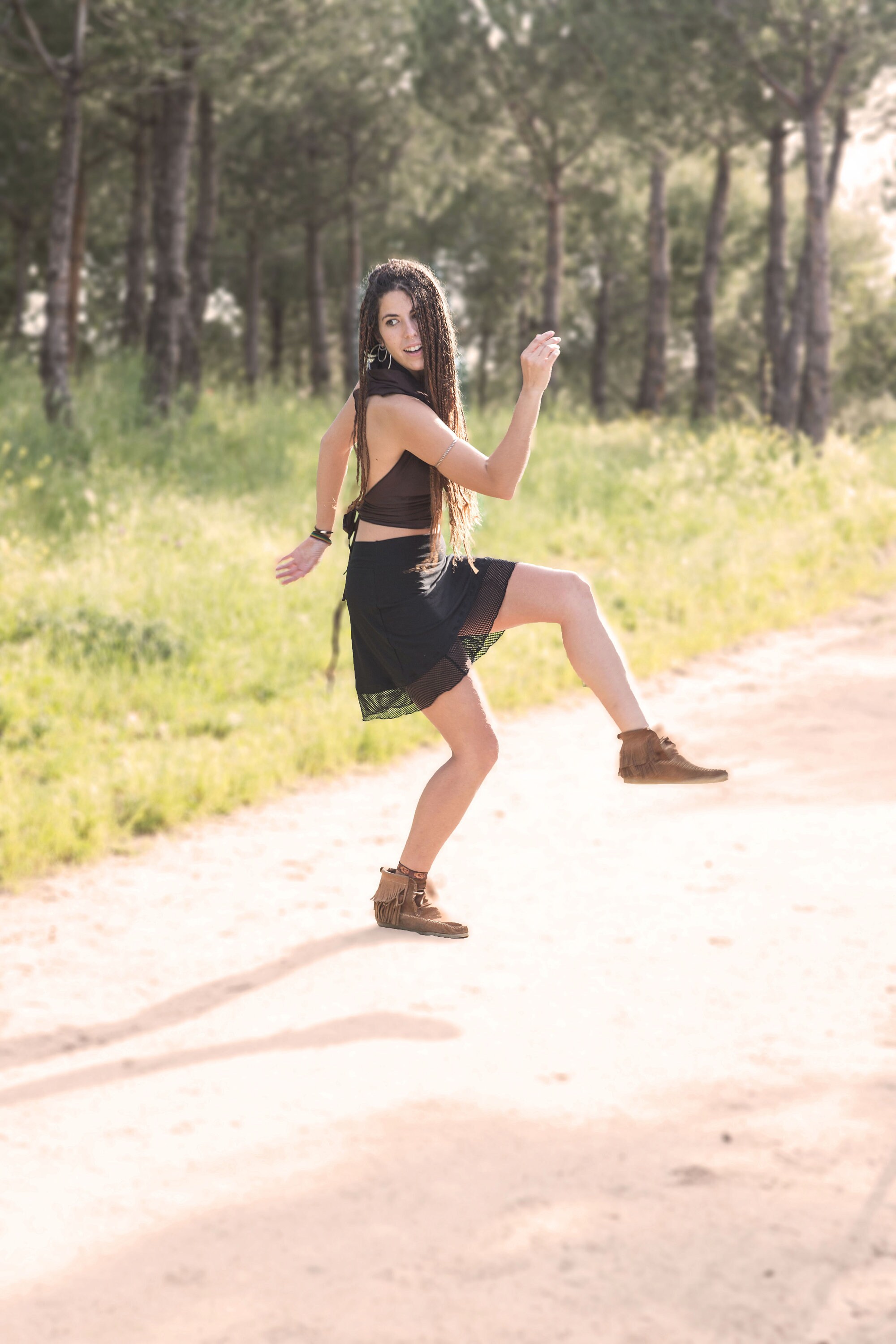 black skirt festival outfit