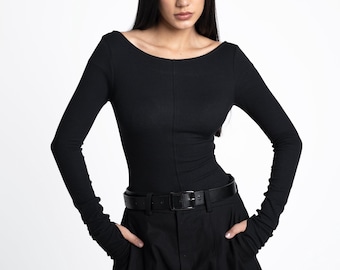 Noa top black - Reversible neck